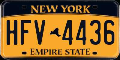NY license plate HFV4436
