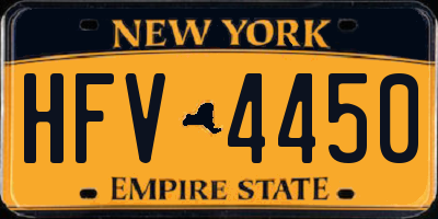 NY license plate HFV4450
