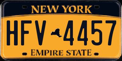 NY license plate HFV4457