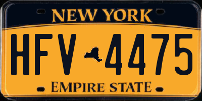 NY license plate HFV4475