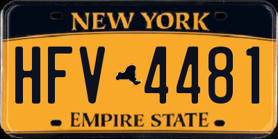 NY license plate HFV4481