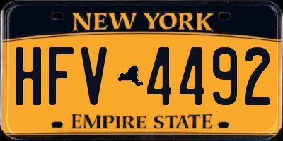 NY license plate HFV4492