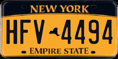 NY license plate HFV4494