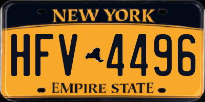 NY license plate HFV4496