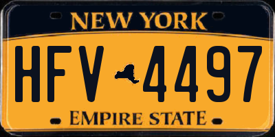 NY license plate HFV4497