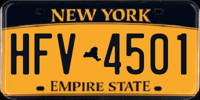 NY license plate HFV4501