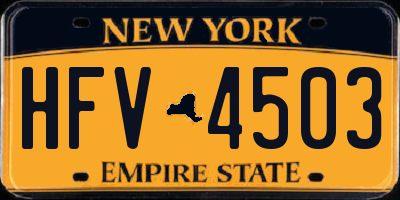 NY license plate HFV4503
