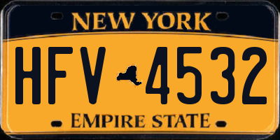 NY license plate HFV4532