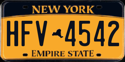 NY license plate HFV4542