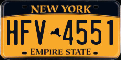 NY license plate HFV4551