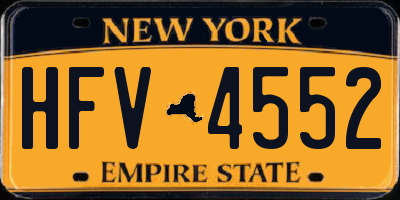 NY license plate HFV4552
