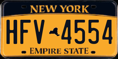 NY license plate HFV4554