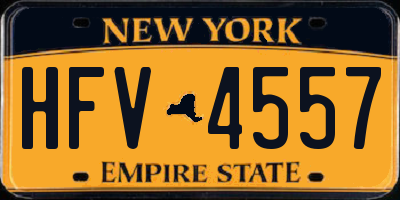 NY license plate HFV4557