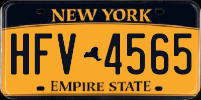 NY license plate HFV4565