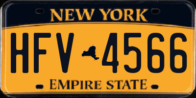 NY license plate HFV4566