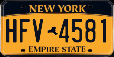 NY license plate HFV4581