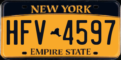 NY license plate HFV4597