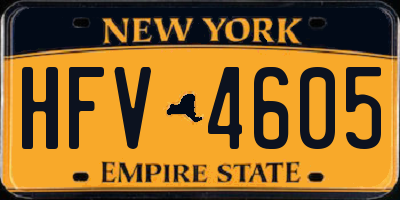 NY license plate HFV4605