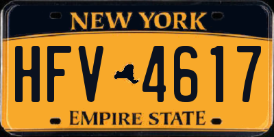 NY license plate HFV4617