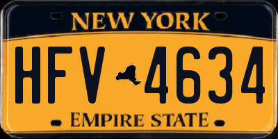 NY license plate HFV4634