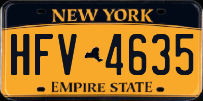 NY license plate HFV4635