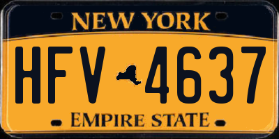 NY license plate HFV4637