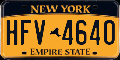 NY license plate HFV4640