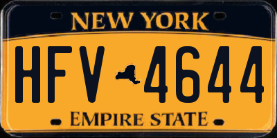 NY license plate HFV4644
