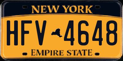 NY license plate HFV4648