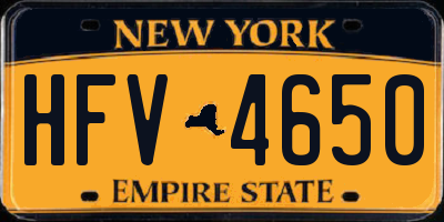 NY license plate HFV4650