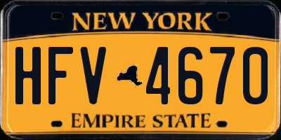 NY license plate HFV4670