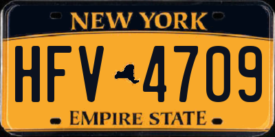 NY license plate HFV4709