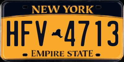 NY license plate HFV4713