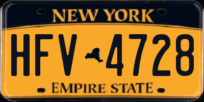 NY license plate HFV4728