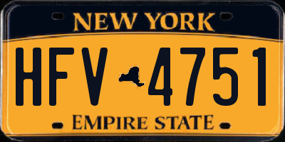 NY license plate HFV4751