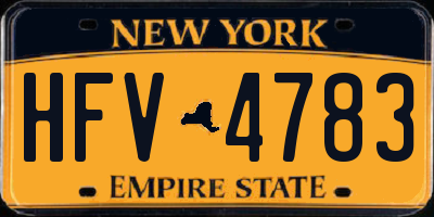 NY license plate HFV4783