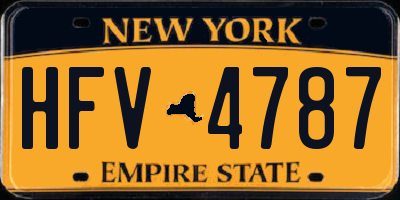 NY license plate HFV4787