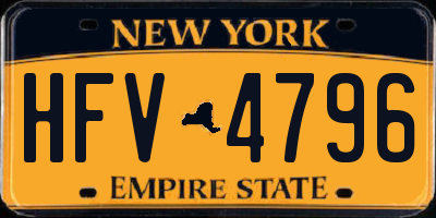 NY license plate HFV4796