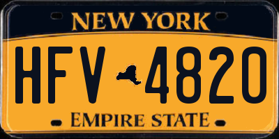NY license plate HFV4820