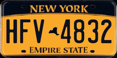 NY license plate HFV4832