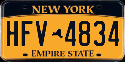 NY license plate HFV4834