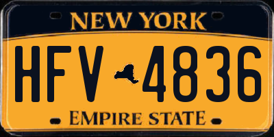 NY license plate HFV4836