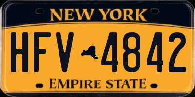 NY license plate HFV4842