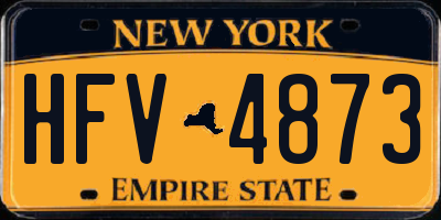 NY license plate HFV4873