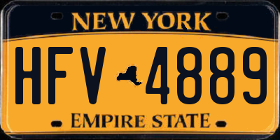 NY license plate HFV4889