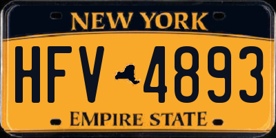 NY license plate HFV4893