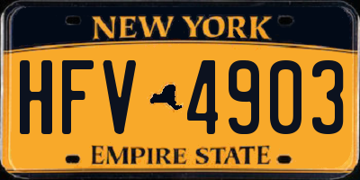 NY license plate HFV4903