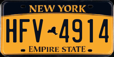 NY license plate HFV4914