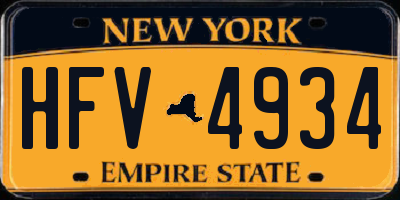 NY license plate HFV4934