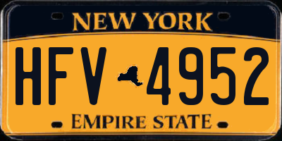 NY license plate HFV4952
